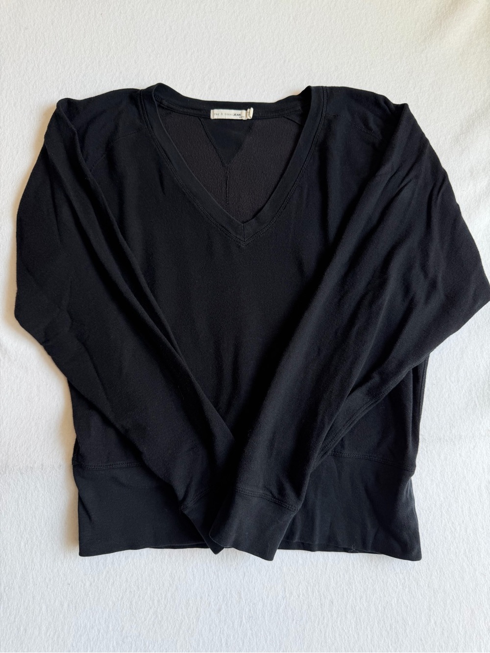 Rag & Bone/JEAN Black Lightweight V-Neck Sweatshirt XS Soft Pullover